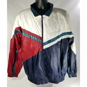 Vtg Men's Track Jacket L WILSON Color Block Blue Red White Green Windbreaker Zip